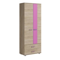 Шкаф для одежды 2 двери 2 ящика Формула 765х400х1985 Дуб сонома/Розовый - фото 599054