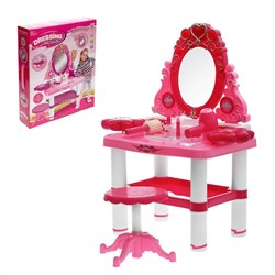 Игровой набор "Модница": столик с зеркалом, стульчик, волшебная палочка, фен, аксессуары, со светом и звуком, высота 72 см, работает от батареек - фото 632056