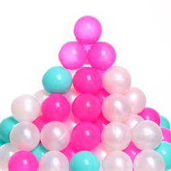 Набор шаров 100 штук, цвета бирюзовый, маджента, белый перламутр - фото 741176