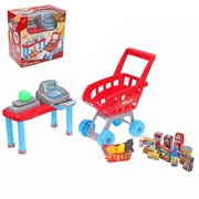 Игровой набор "Супермаркет" с кассой, тележкой, корзинкой с продуктами и аксессуарами