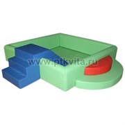 Сухой бассейн «Путешествие» (разборный, 2 полукруга, модуль-горка со ступенькой) объем 1,02 м2, вес 26 кг, 3 места