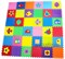 Коврик-пазл BABYPUZZ (36 плит 33x33x1см, ~4кв.м./уп) "Разноцветный коврик с фигурками" - фото 17990